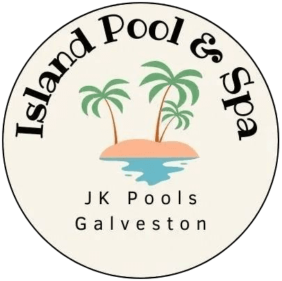 A logo of island pool and spa.