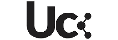 A black and white image of the uc logo.